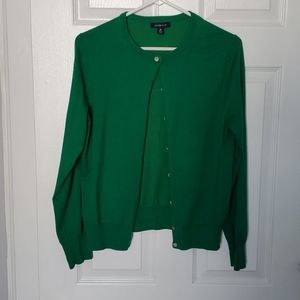 Lands End green cardigan